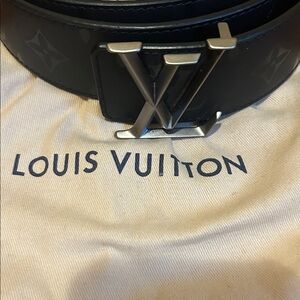 Louis Vuitton Black Belt with Metallic Buckle